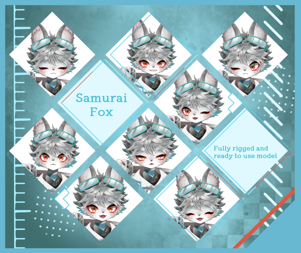侍狐 SamuraiFox Vtuber Model/Fully rigged and ready to use model