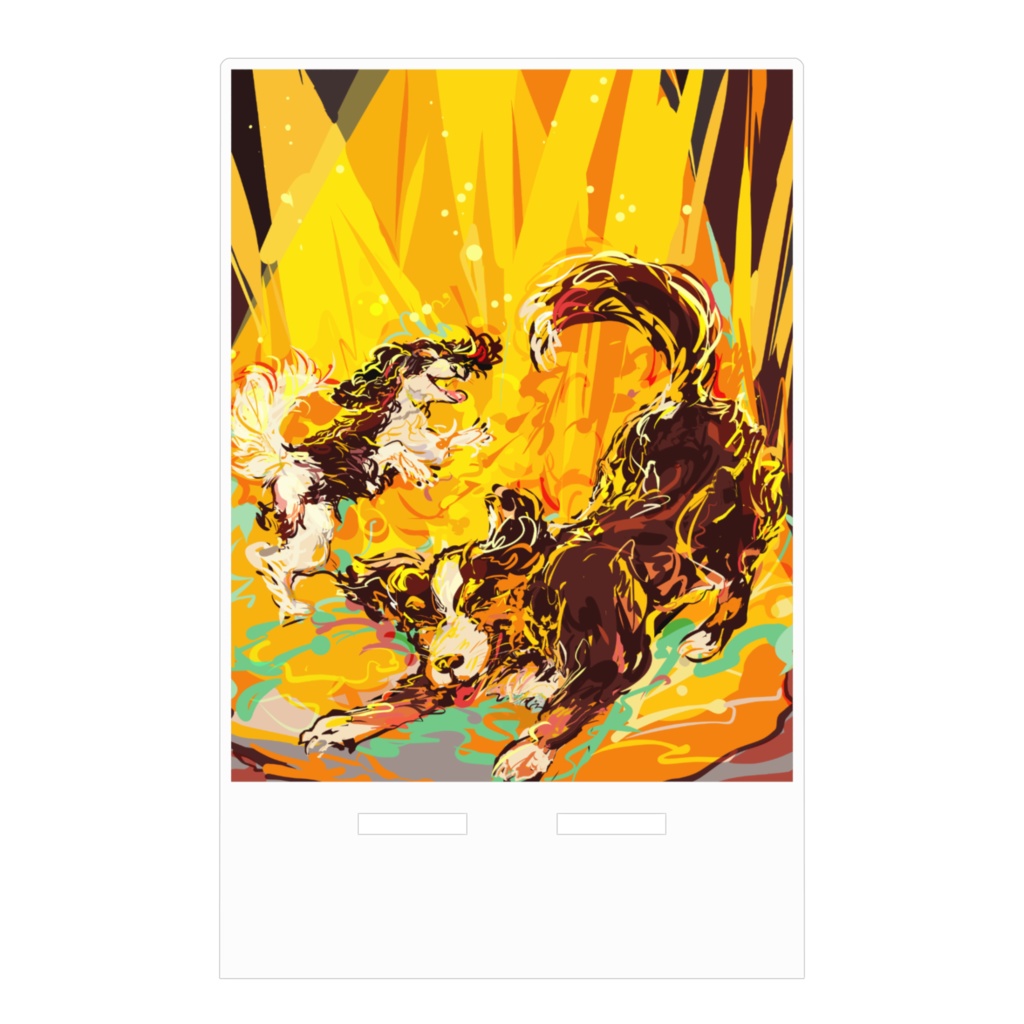 踊る犬アクリルパネル(スマホおける!)