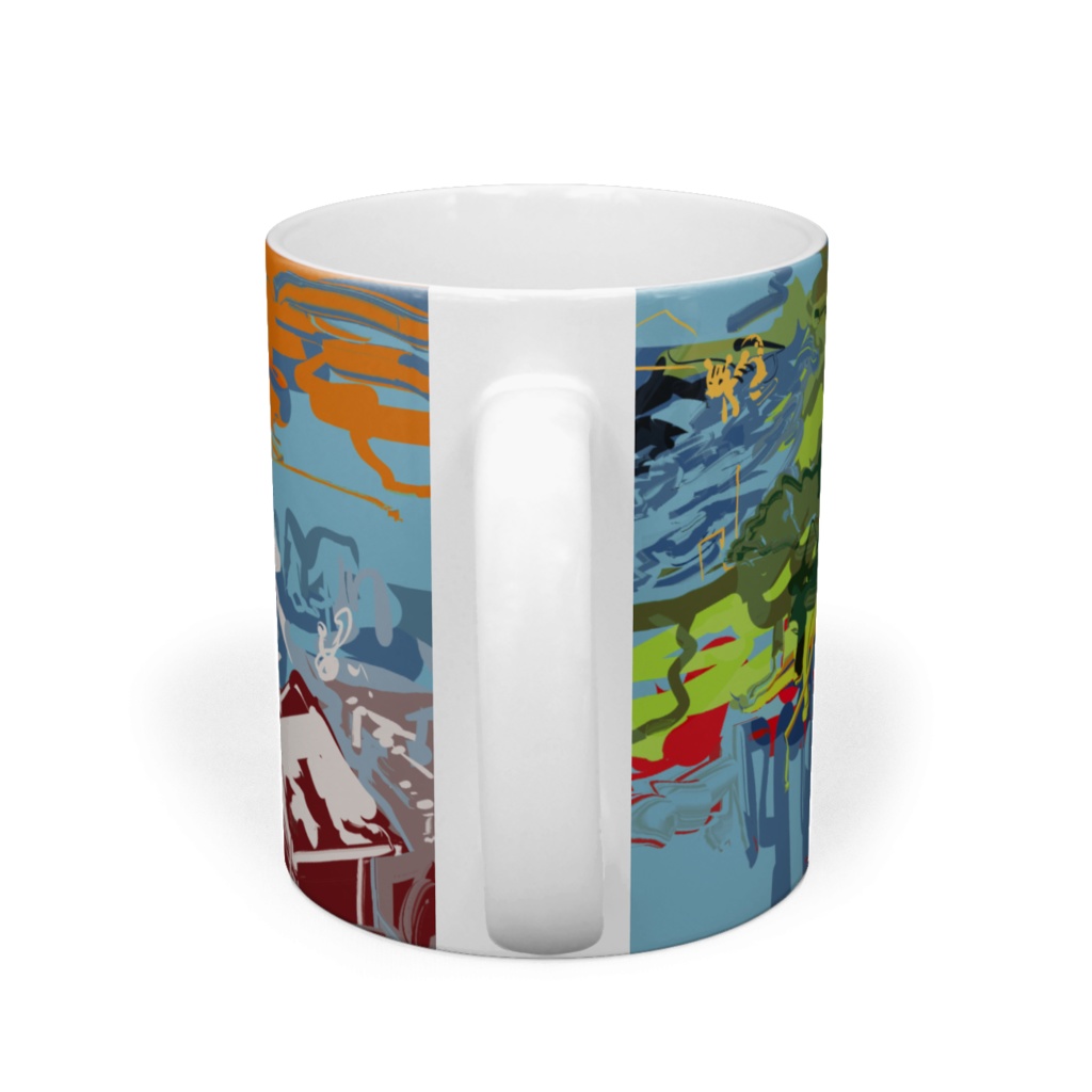 夢で見た街と屋上の森と湖マグカップ