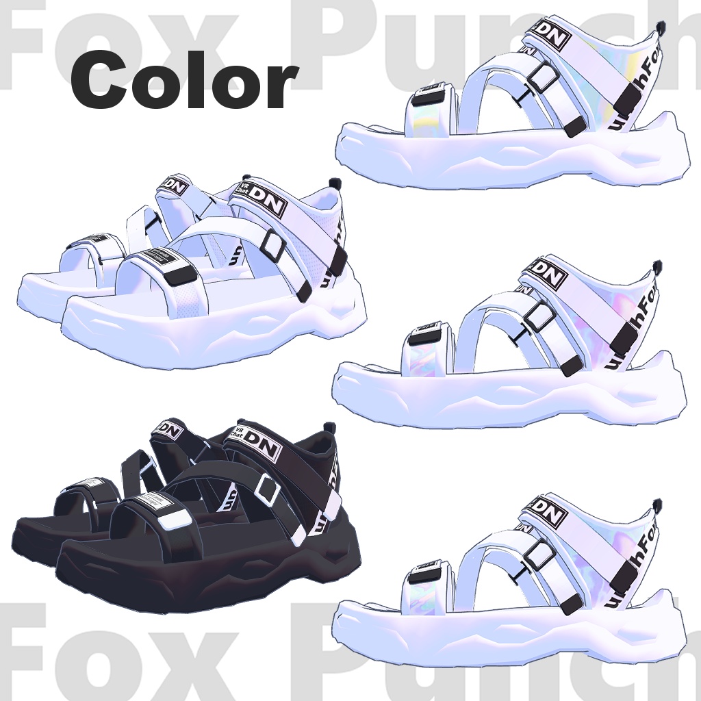 【4アバター追加対応】スポーツサンダル【VRChat想定】