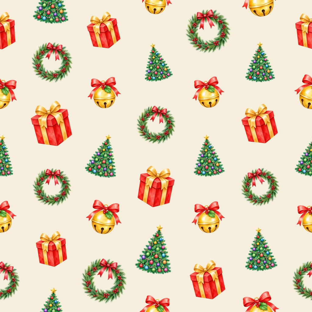 【クリスマス】デジタルペーパー 20枚セット(4柄×5色)|シームレス 2000×2000px