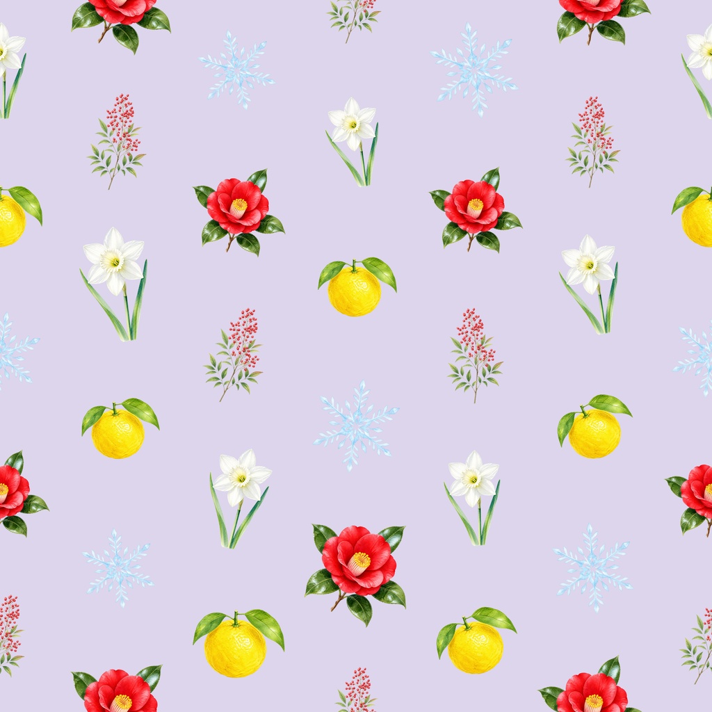 【冬】冬の花と実 デジタルペーパー 5色セット|シームレス 2000×2000px