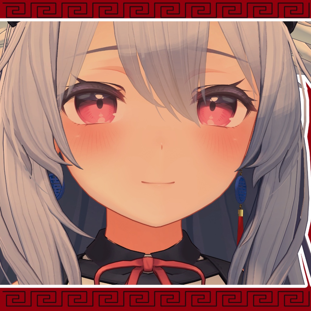 【4アバター対応】中華風 双喜紋イヤリング【MA対応】