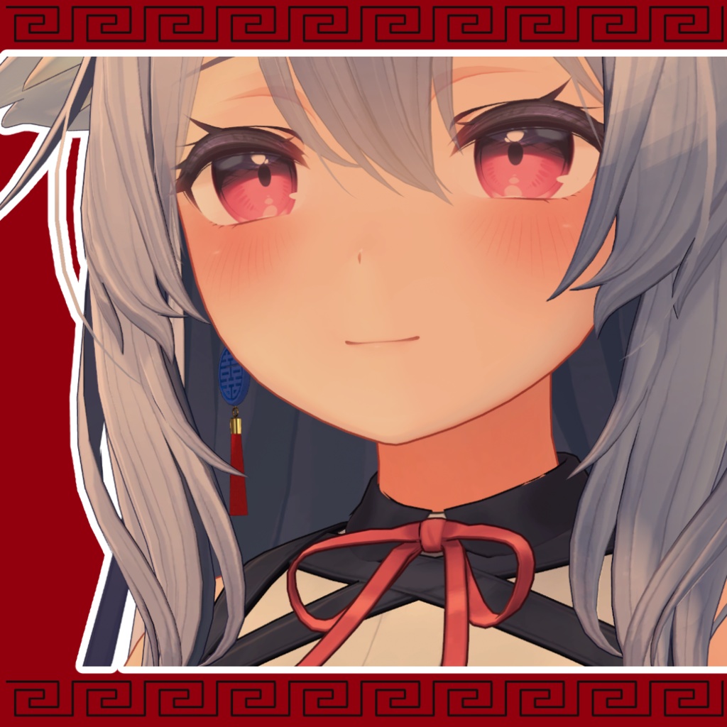 【4アバター対応】中華風 双喜紋イヤリング【MA対応】