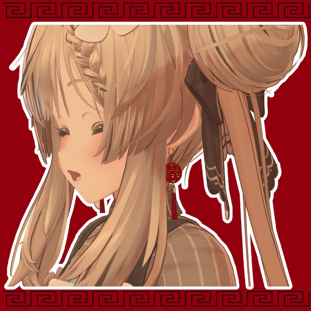 【4アバター対応】中華風 双喜紋イヤリング【MA対応】