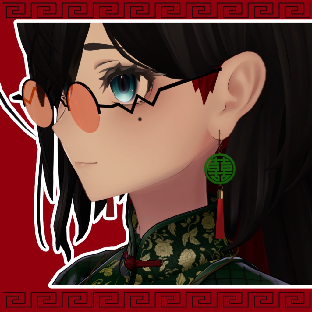 【4アバター対応】中華風 双喜紋イヤリング【MA対応】