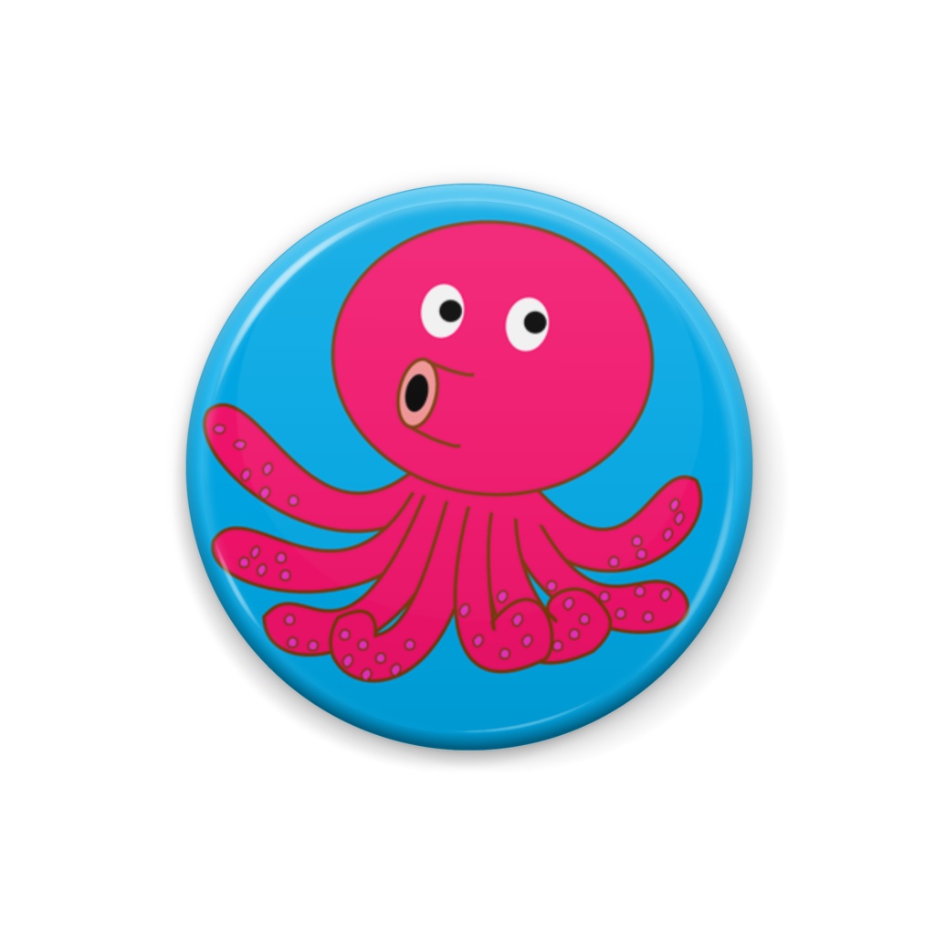 ピンクのタコ缶バッジ