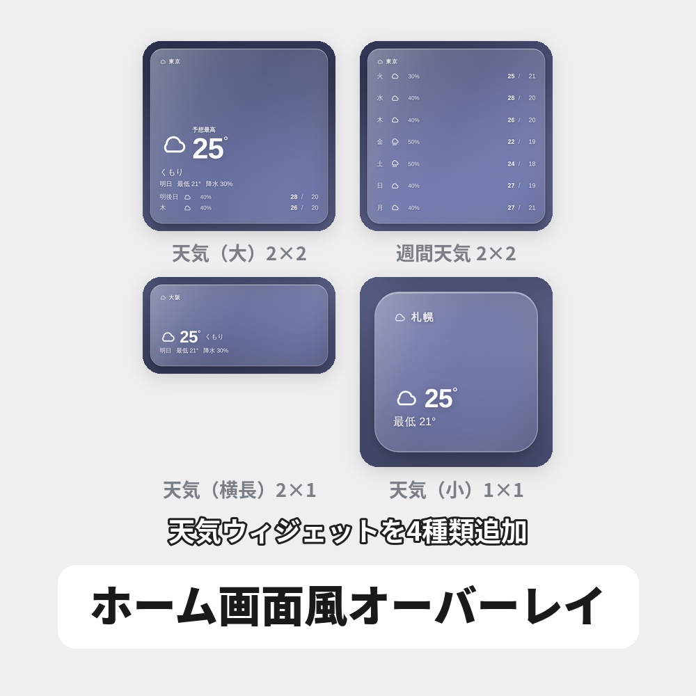 【無料版あり】OBS用 ホーム画面風グラスオーバーレイ|天気・時計・スケジュールを自由配置 / Stream Home for OBS