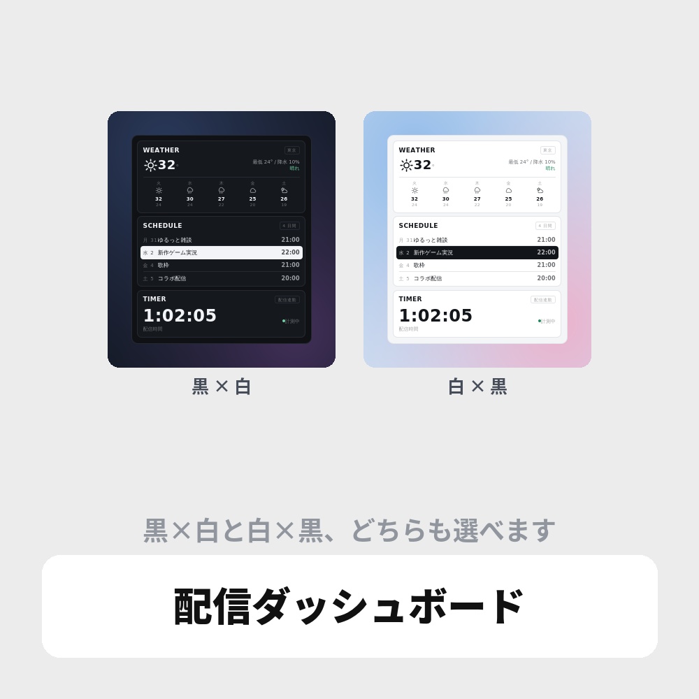 OBS用 配信ダッシュボードオーバーレイ|天気・予定・ToDo・タイマー / Stream Dashboard for OBS