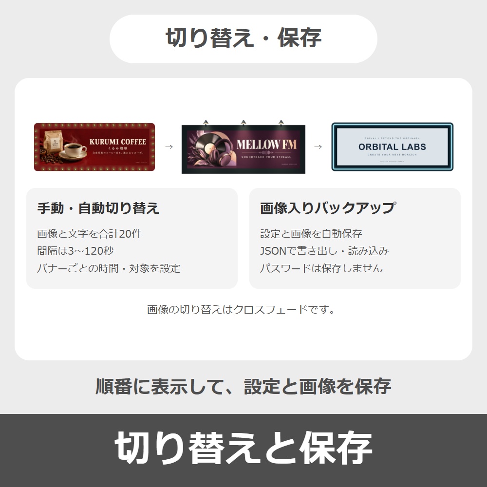 【無料版あり】OBS用 バナーオーバーレイ|画像・ネオン文字・スポットライト / Light Sign for OBS