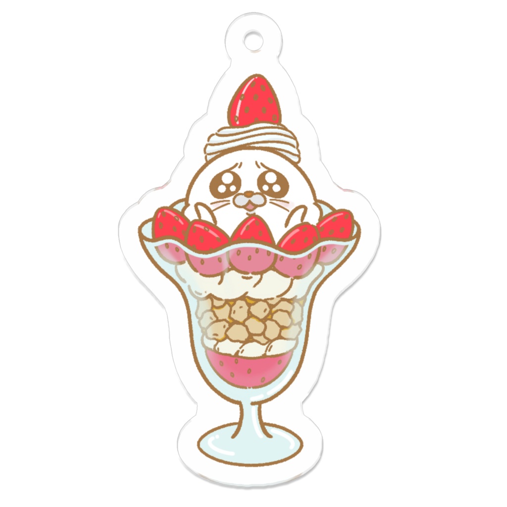 アクリルキーホルダー・スイーツになりたいごまったん（いちごぱふぇver）
