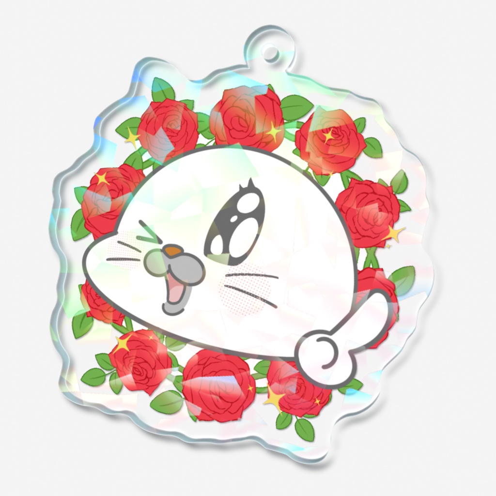 ホログラムアクリルキーホルダー・バラを背負ったきらきゅん!ごまったん