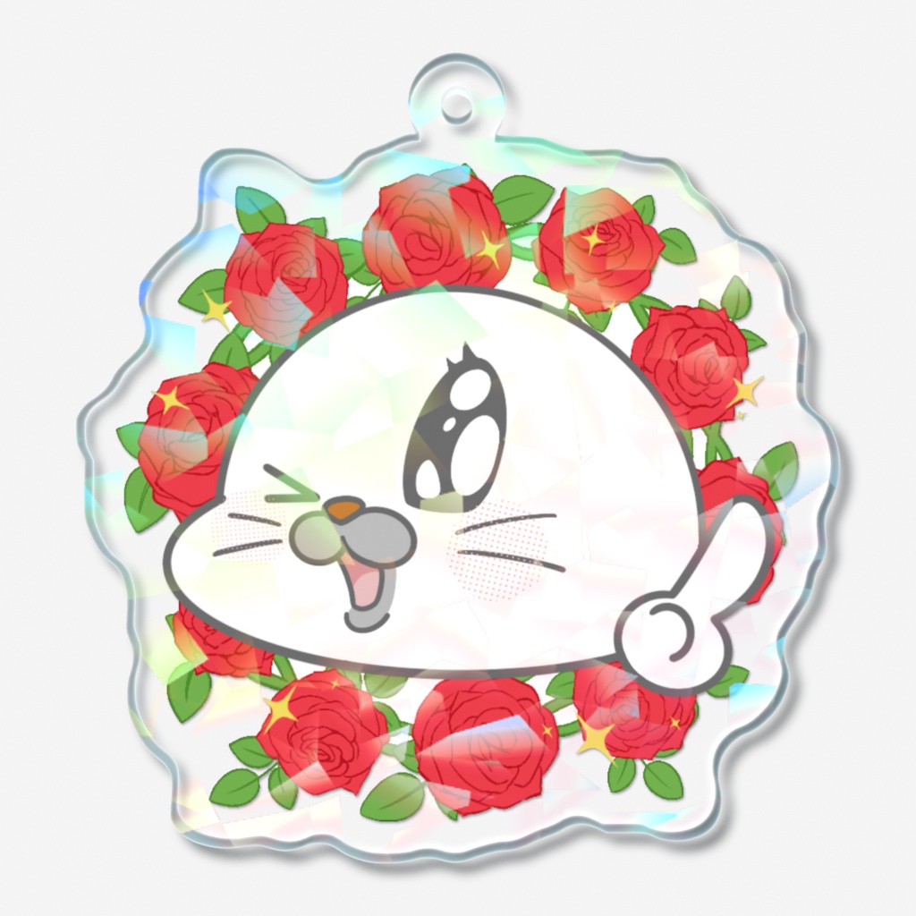 ホログラムアクリルキーホルダー・バラを背負ったきらきゅん!ごまったん