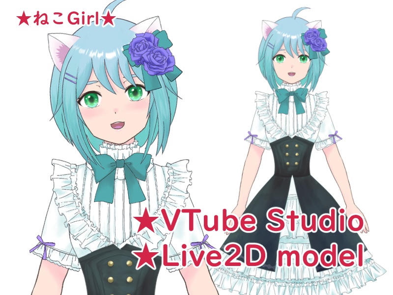 Cat Girl Live2DModel VtubeStudio for Vtuber 白猫メイド風ドレスの ...