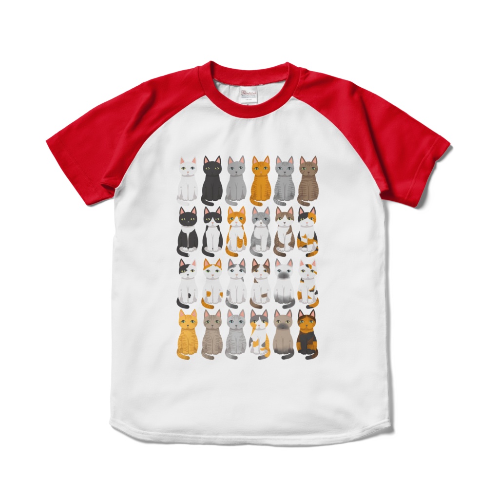 ネコネコ24 / ラグランTシャツ ホワイト×レッド