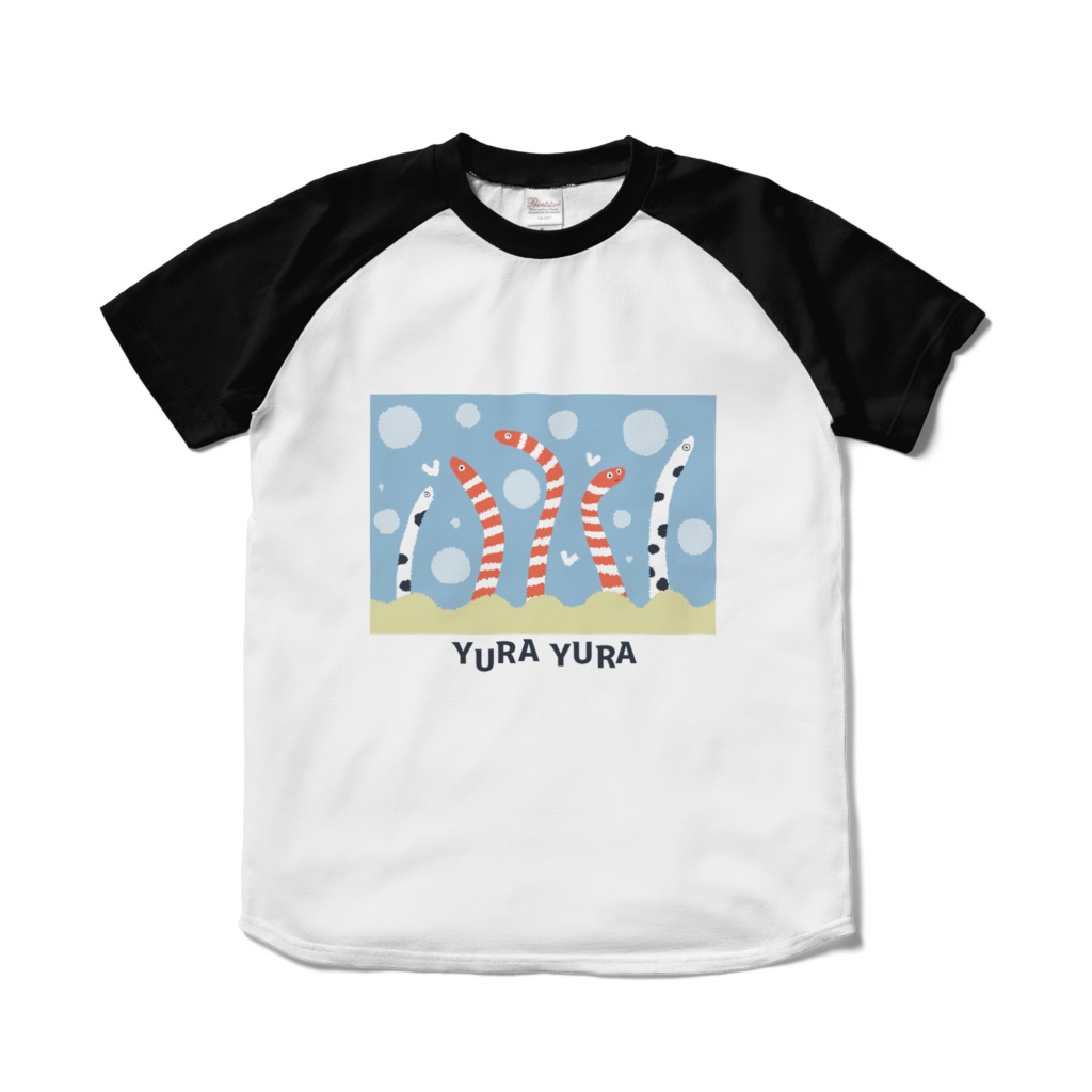 のんびりゆらゆら_チンアナゴ_ニシキアナゴ_ラグランTシャツ