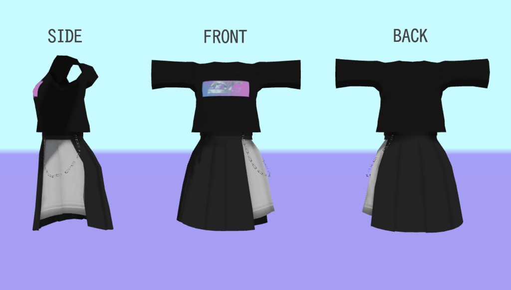 【VRChat想定】ゴスパンクコーデ【スキニング済み衣装】