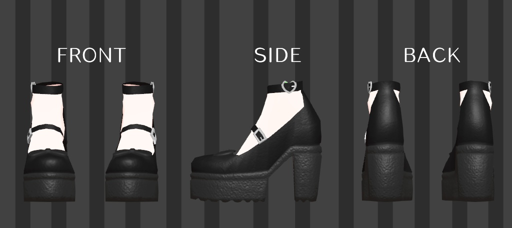 ストラップ厚底パンプス【VRChat想定】