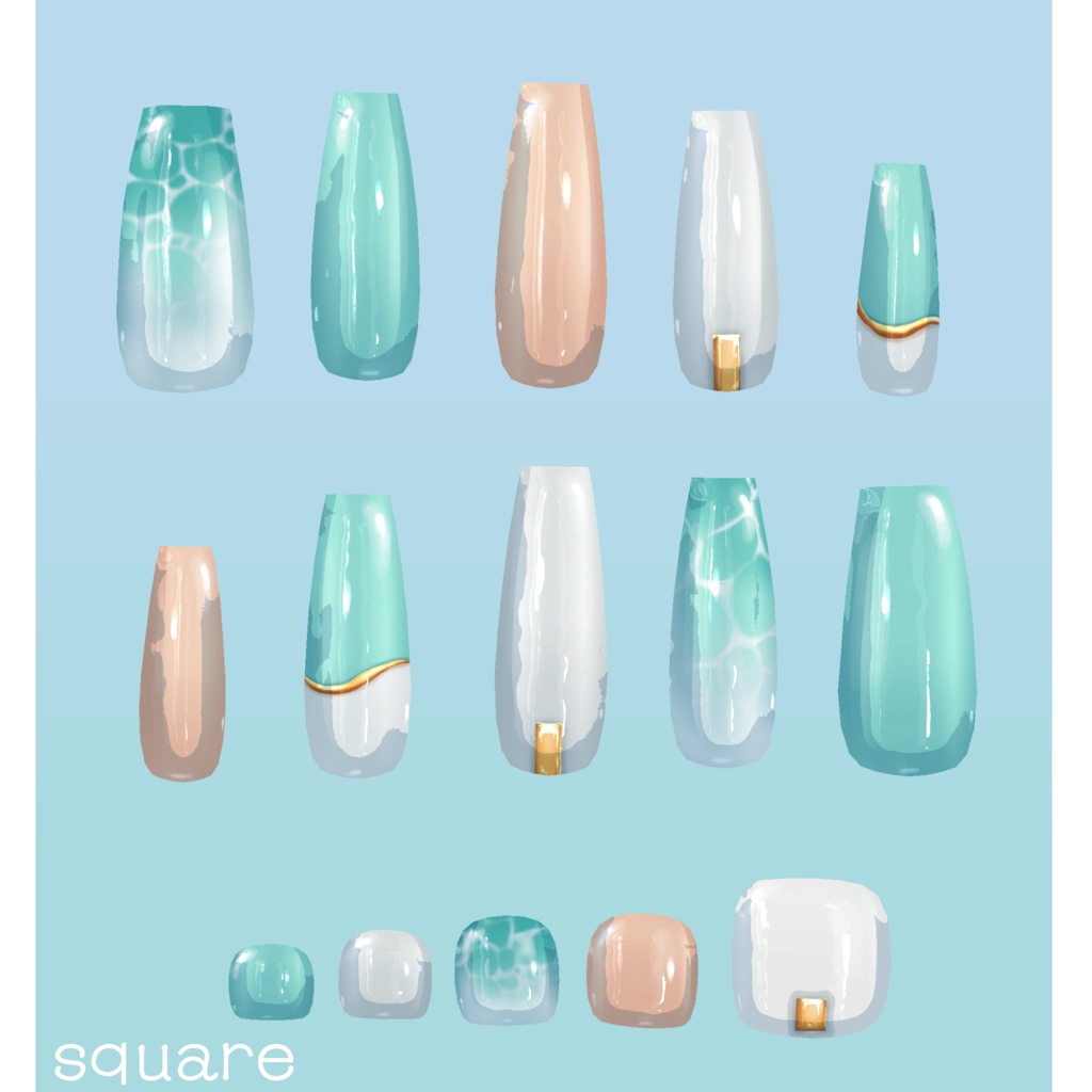 【MDollnail対応】summer resort nail【VRChat想定】