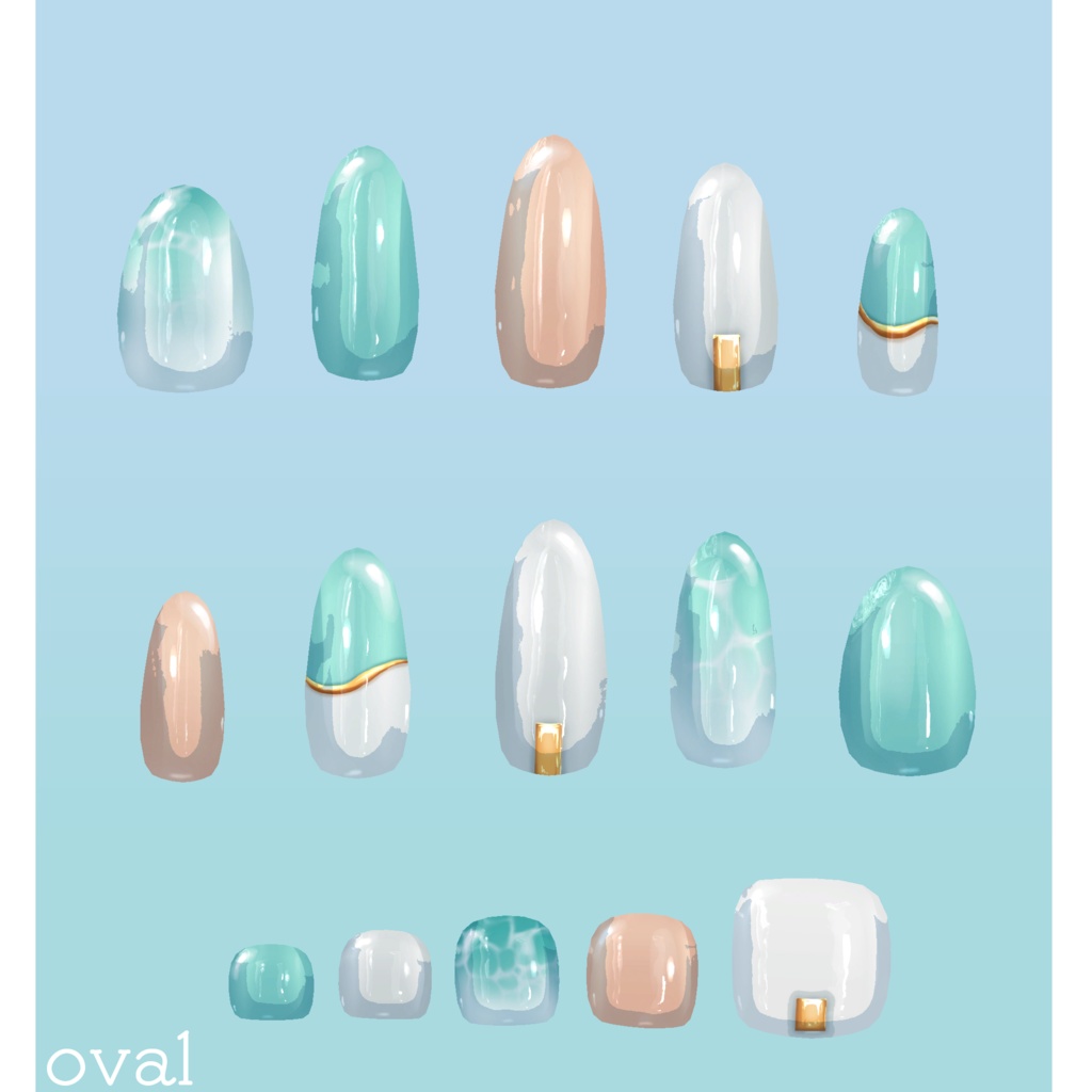 【MDollnail対応】summer resort nail【VRChat想定】