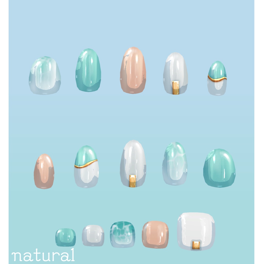 【MDollnail対応】summer resort nail【VRChat想定】