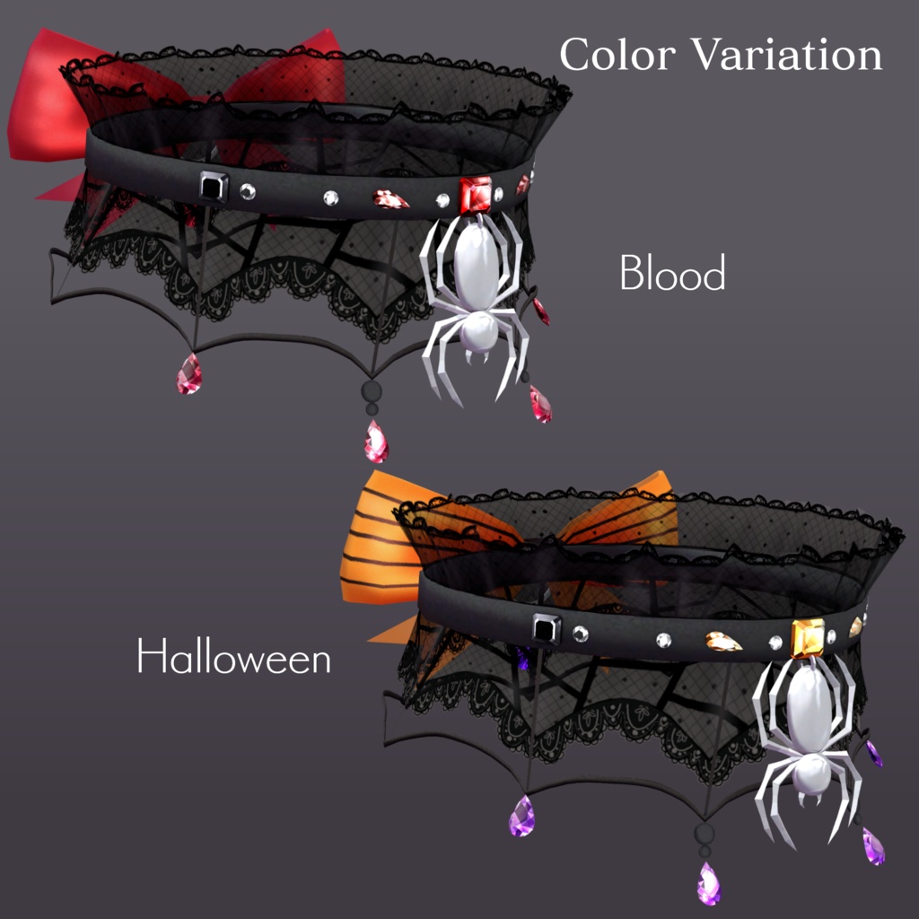 Spider Lace Choker【VRChat想定】