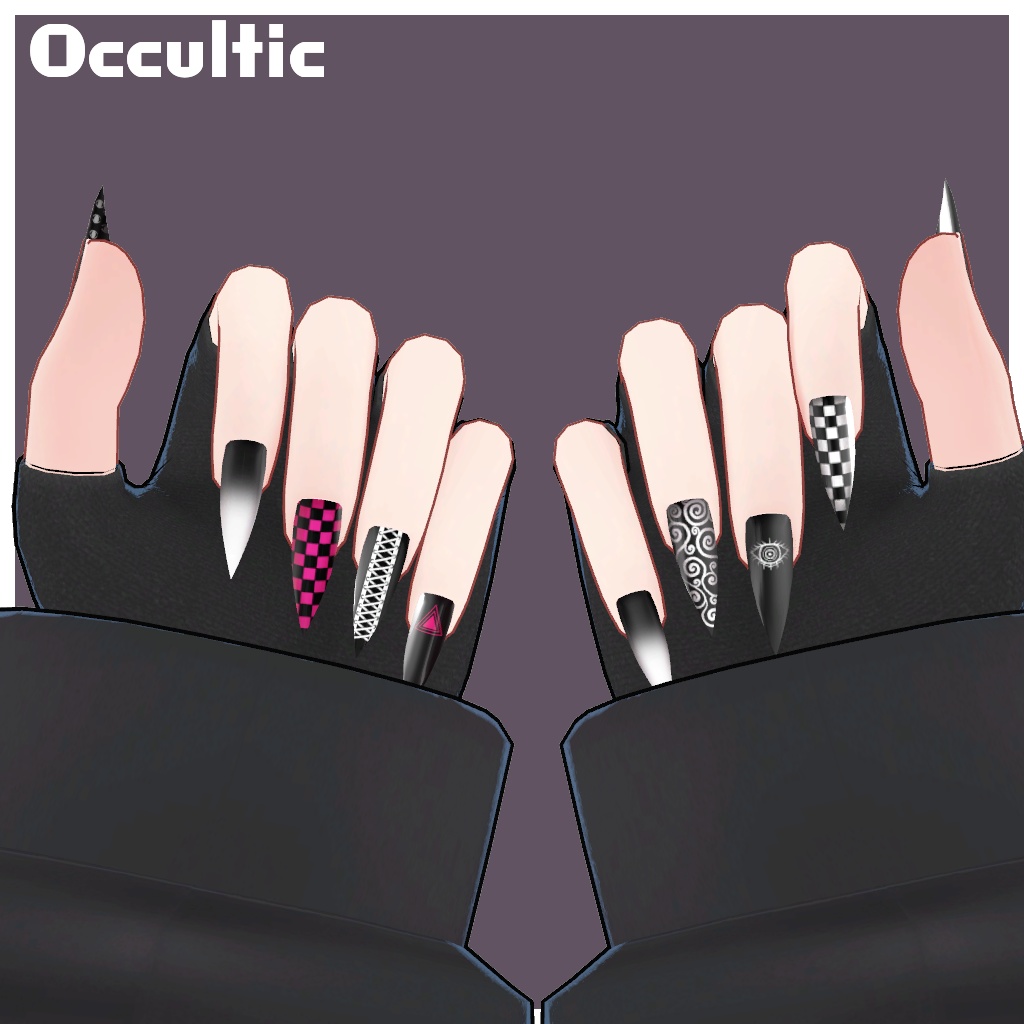 【まるぼでぃアバターズ対応】バラエティネイルテクスチャセット