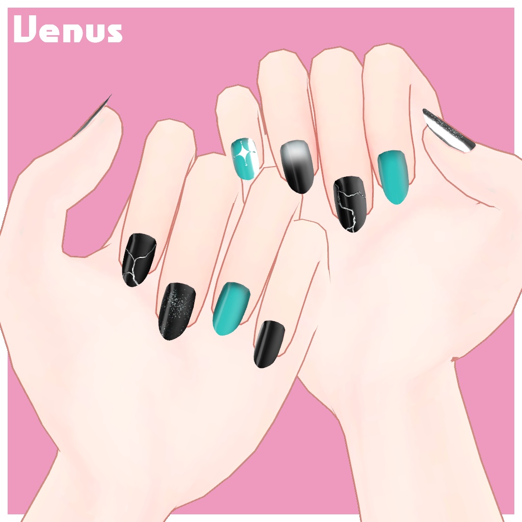 【まるぼでぃアバターズ対応】バラエティネイルテクスチャセット