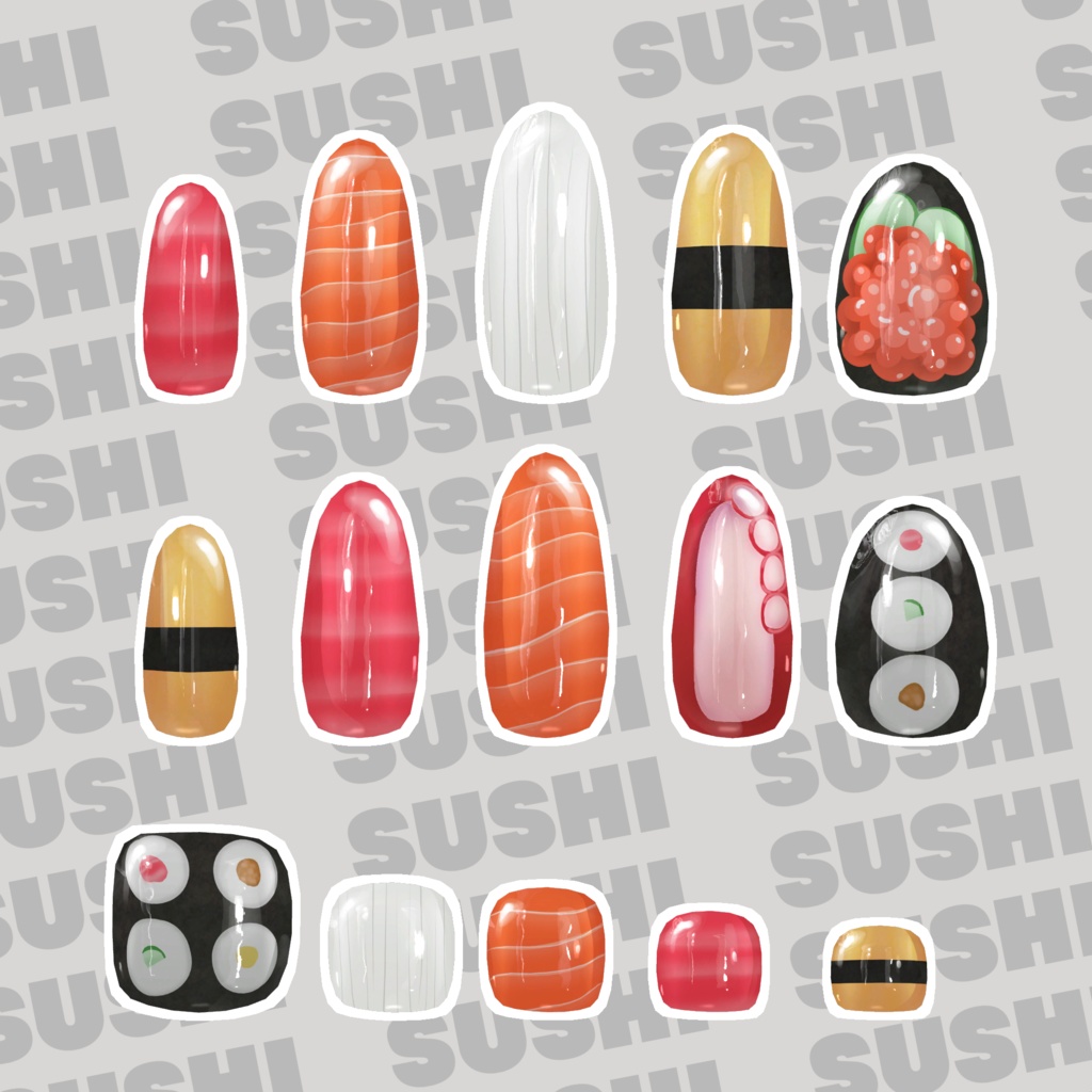 【MDollnail対応】sushiネイル【VRChat想定】