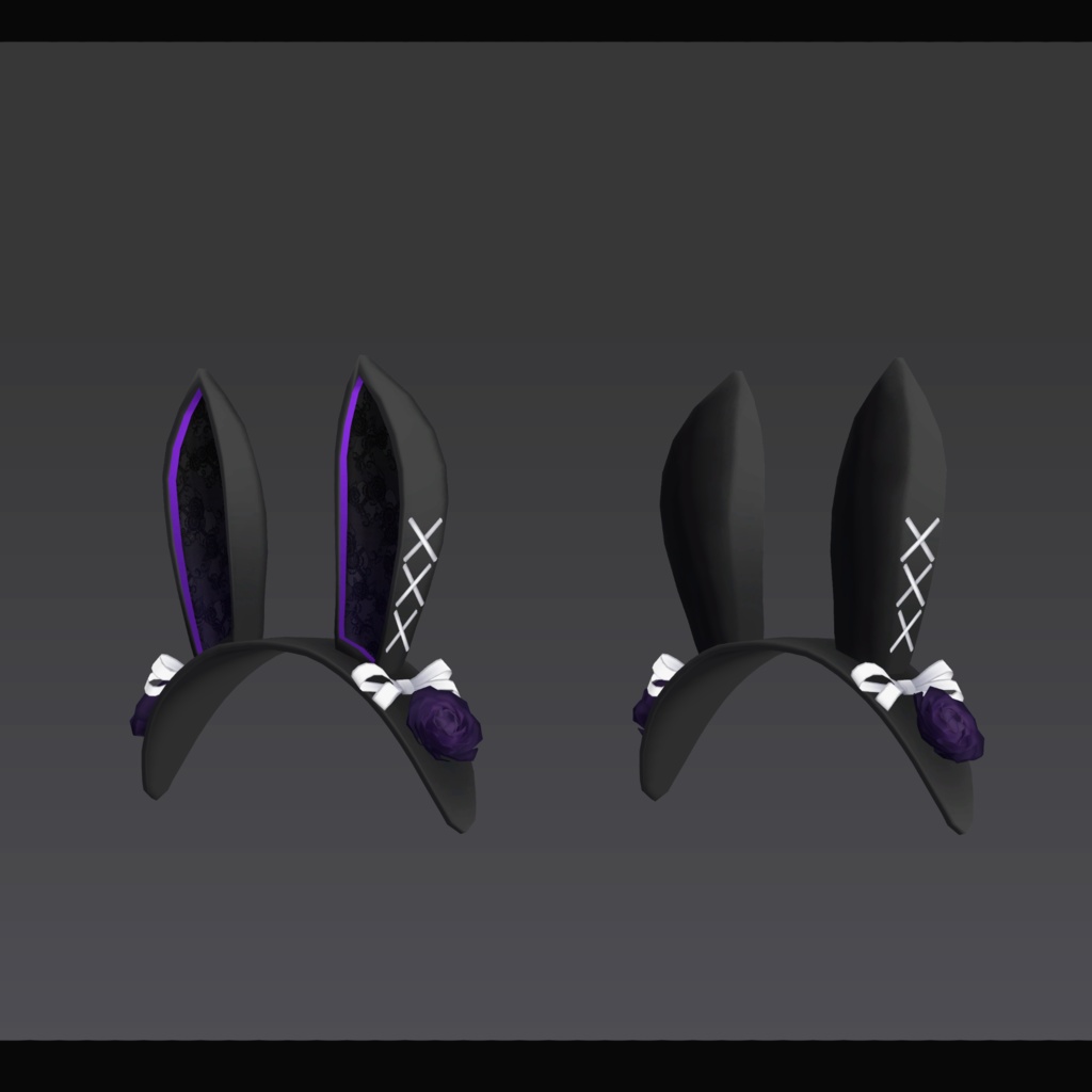 ブラックラビットカチューシャ【VRChat想定】
