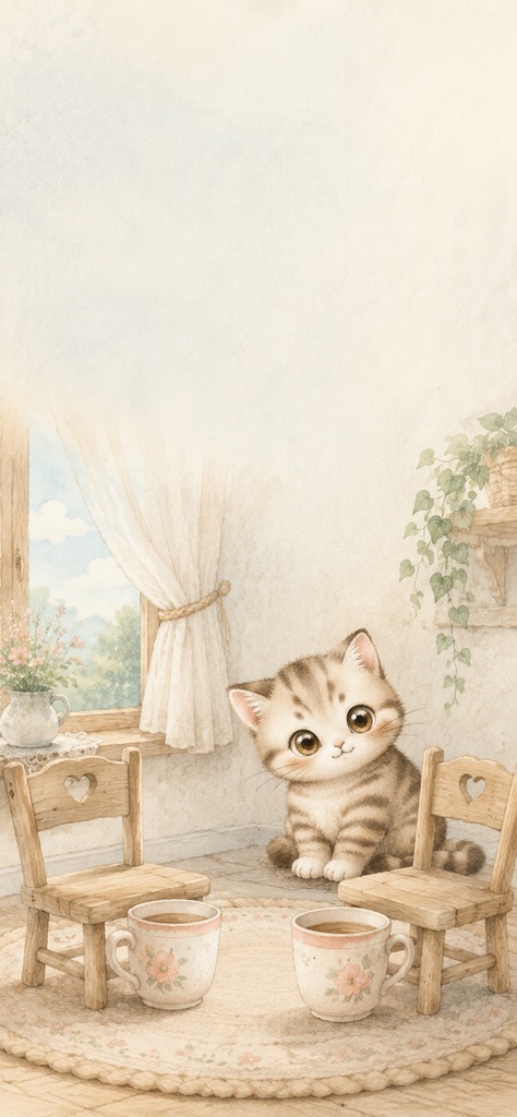【スマホ壁紙4枚+印刷カード8枚】ねふりぃのやさしい気づかいセット|猫・癒し・デジタル素材