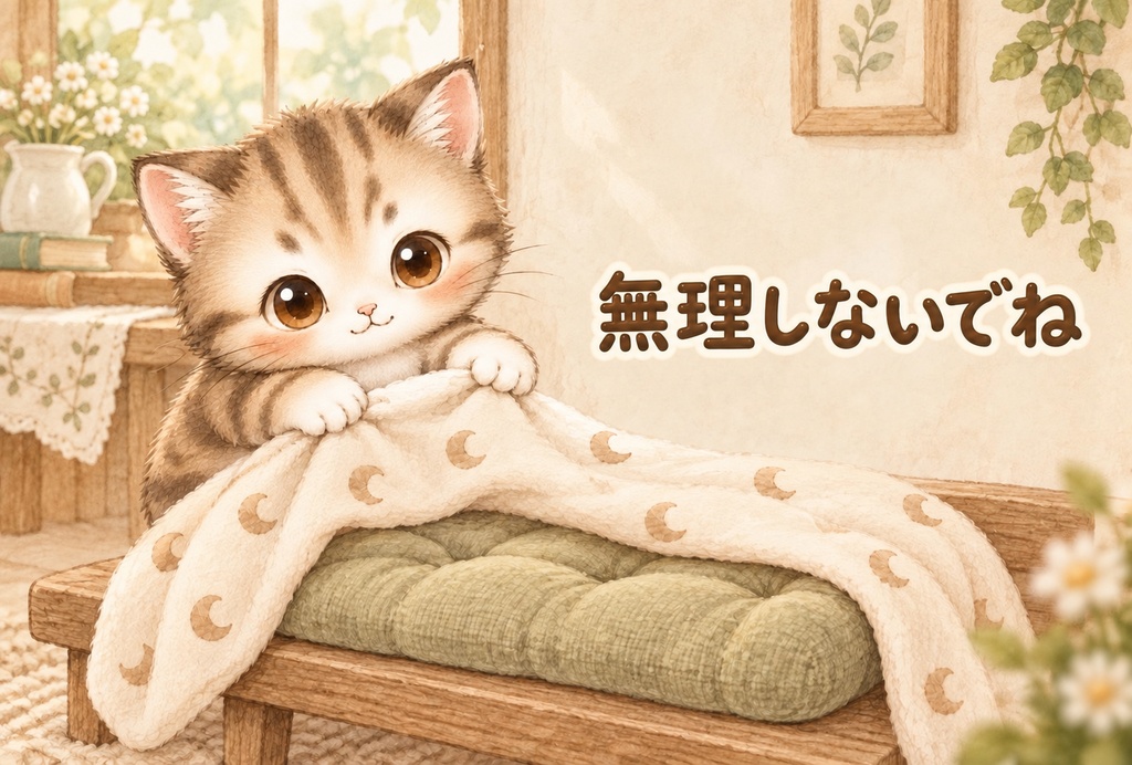 【スマホ壁紙4枚+印刷カード8枚】ねふりぃのやさしい気づかいセット|猫・癒し・デジタル素材
