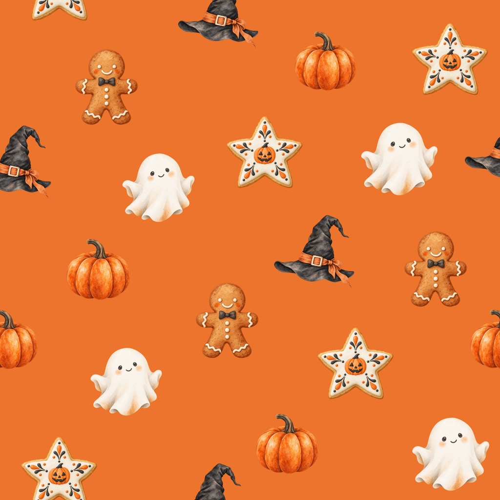 やさしい水彩ハロウィーン｜シームレスデジタルペーパー6枚セット