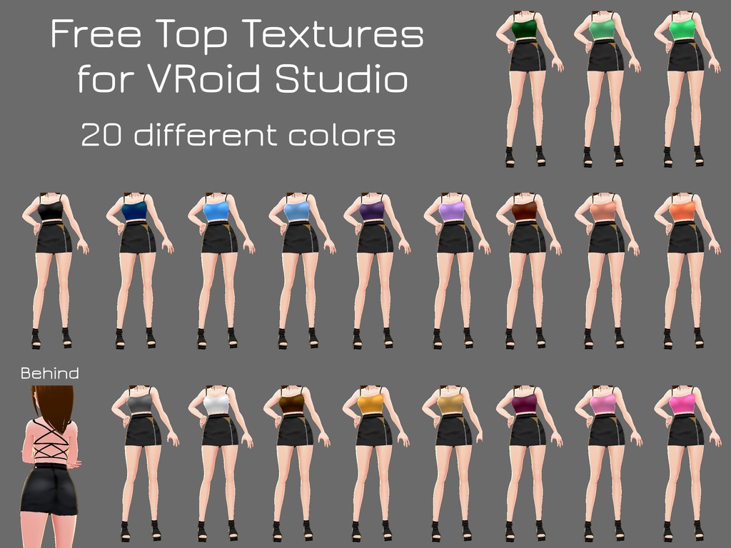 Free Top Textures for VRoid Studio ♥