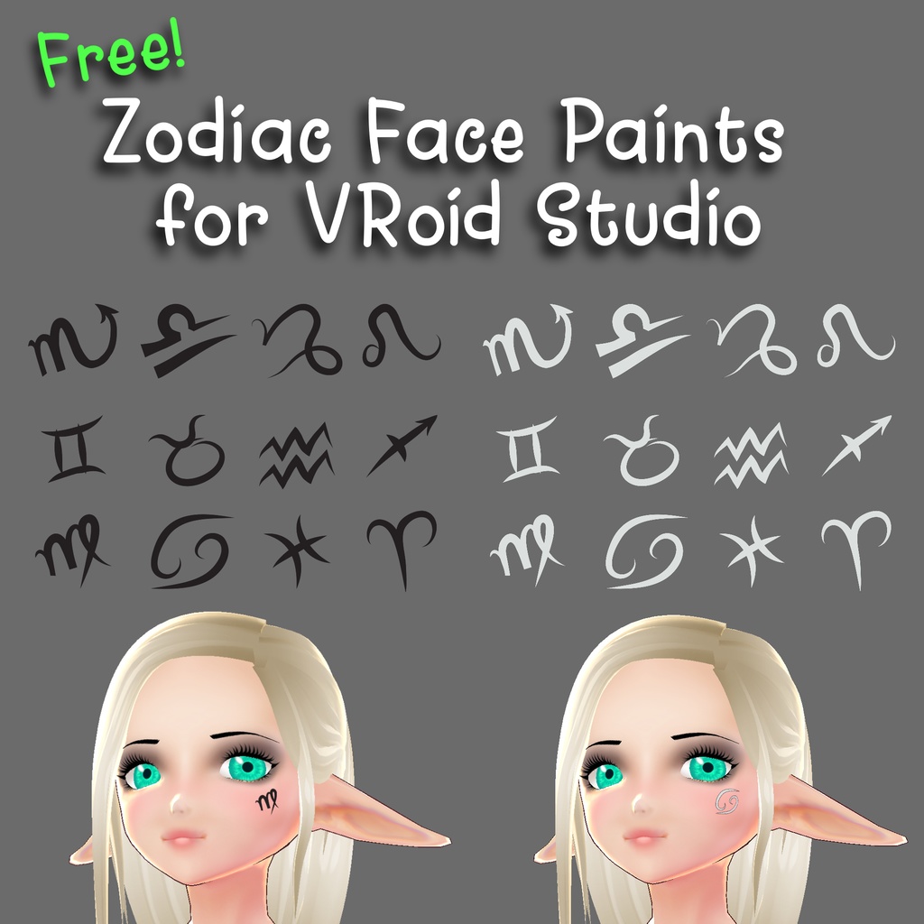 Free Zodiac Face Paints for VRoid Studio