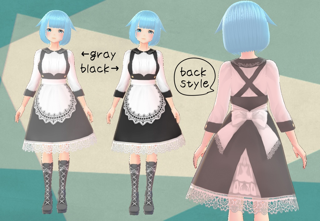 【無料版有】VRoid用メイド風ワンピ