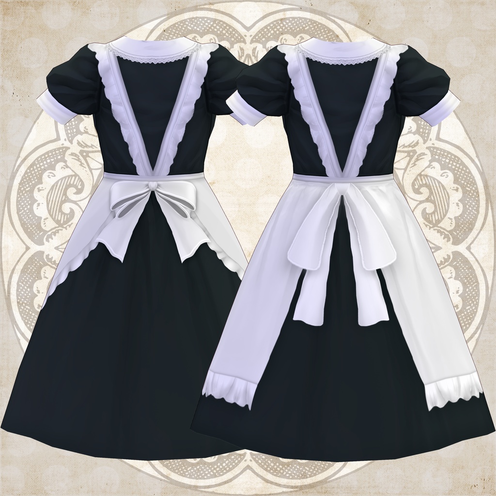 VRoid用クラシックハーフ丈メイドセット