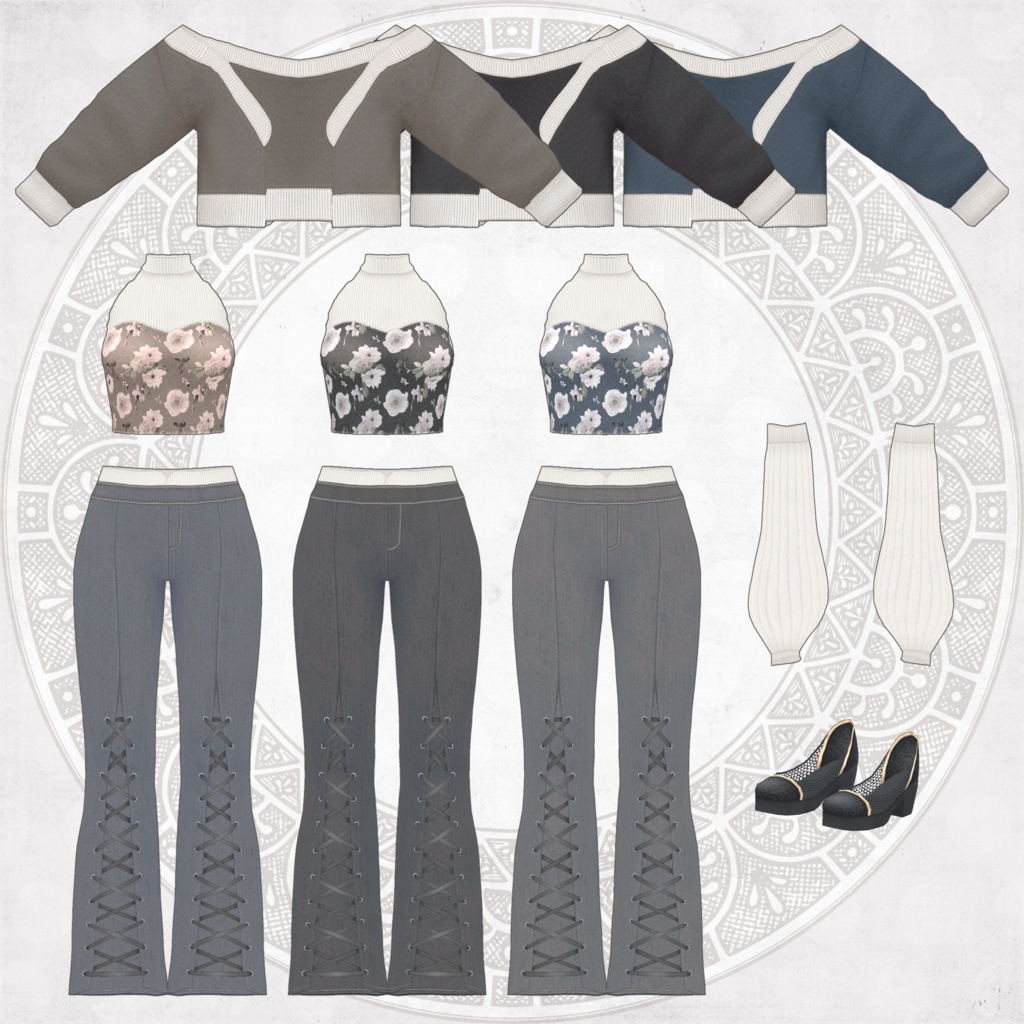 オーバーサイズブルゾンコーデ【VRoid向けテクスチャ】