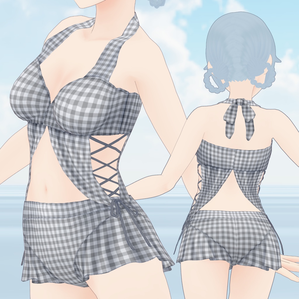 【無料版有】レースアップスイムウェア【VRoid向けテクスチャ】