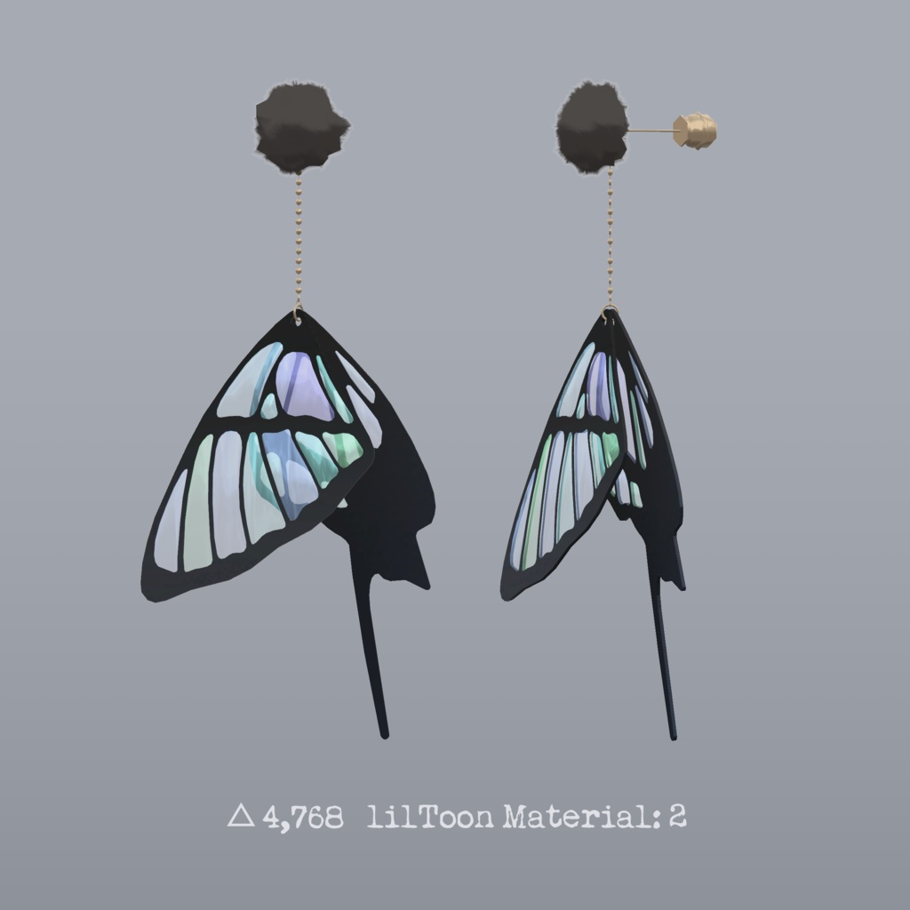 GlassButterflyEarrings【Lapwing&汎用】