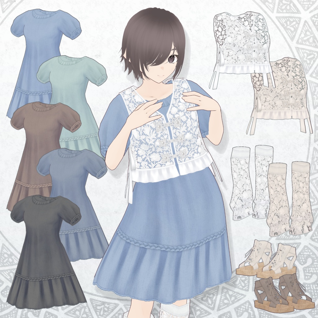 レースベストワンピ【VRoidStudio】