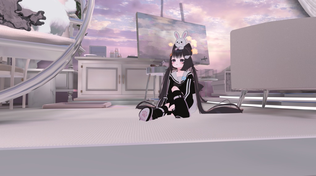 【無料】手が連動して動くうさぎ【VRChat向け】