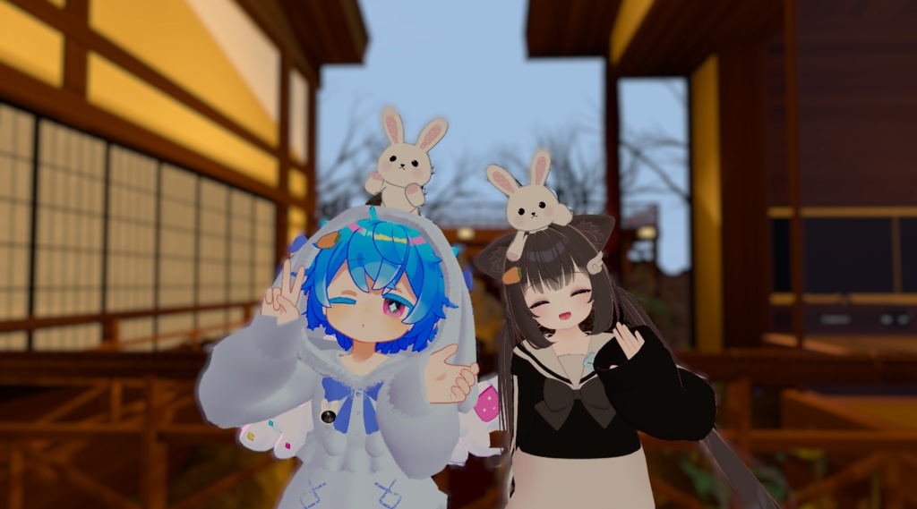 【無料】手が連動して動くうさぎ【VRChat向け】