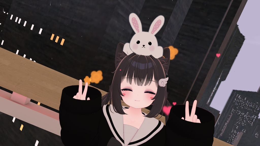 【無料】手が連動して動くうさぎ【VRChat向け】