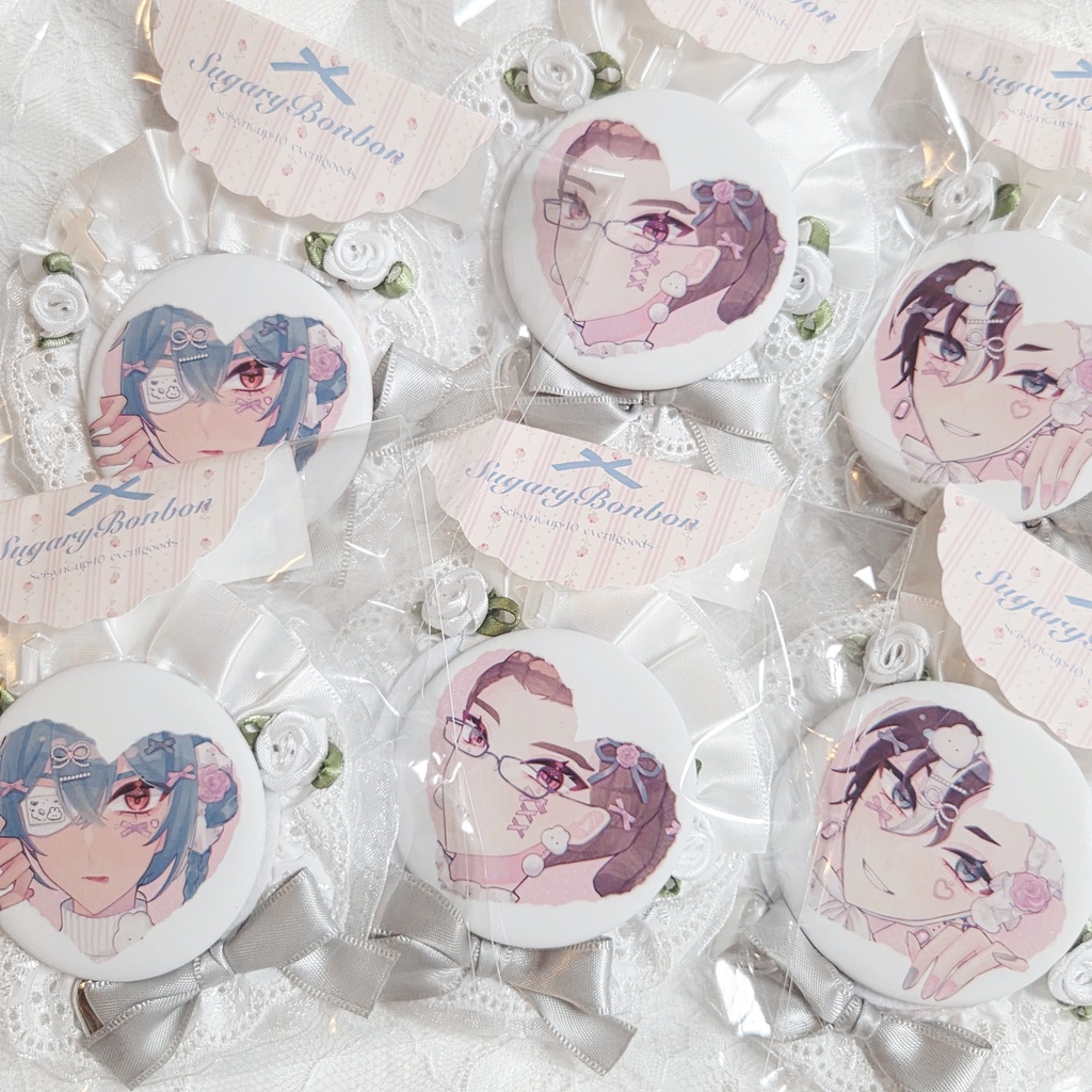 ᙏ ロゼットつき缶バッジ