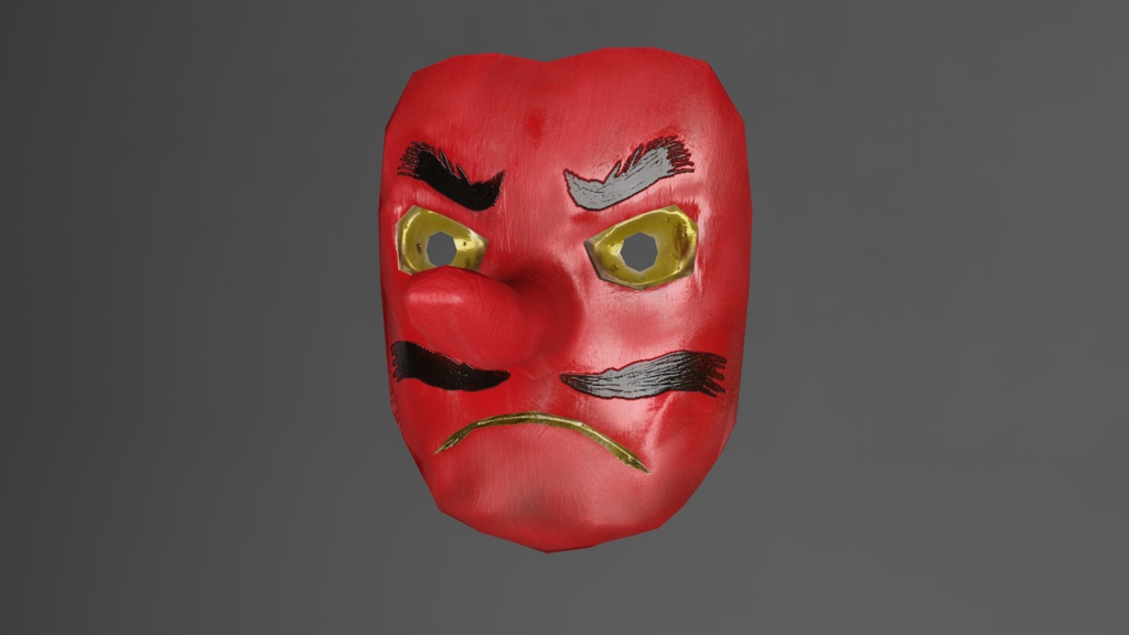 【3Dデータ】日本のおめん_5種盛り(天狗・狐・おかめ・般若・鴉天狗)