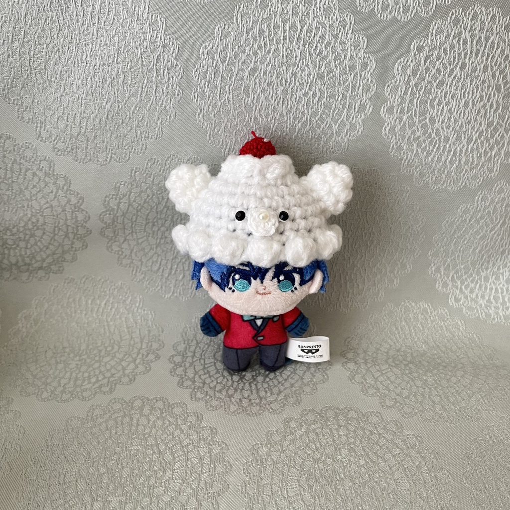 くま耳クリーム帽子(8cmぬい用)