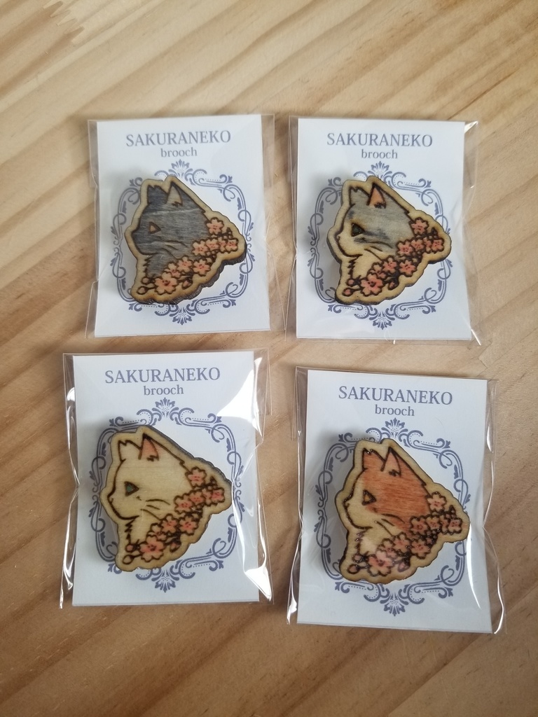 さくらねこブローチ（長毛）