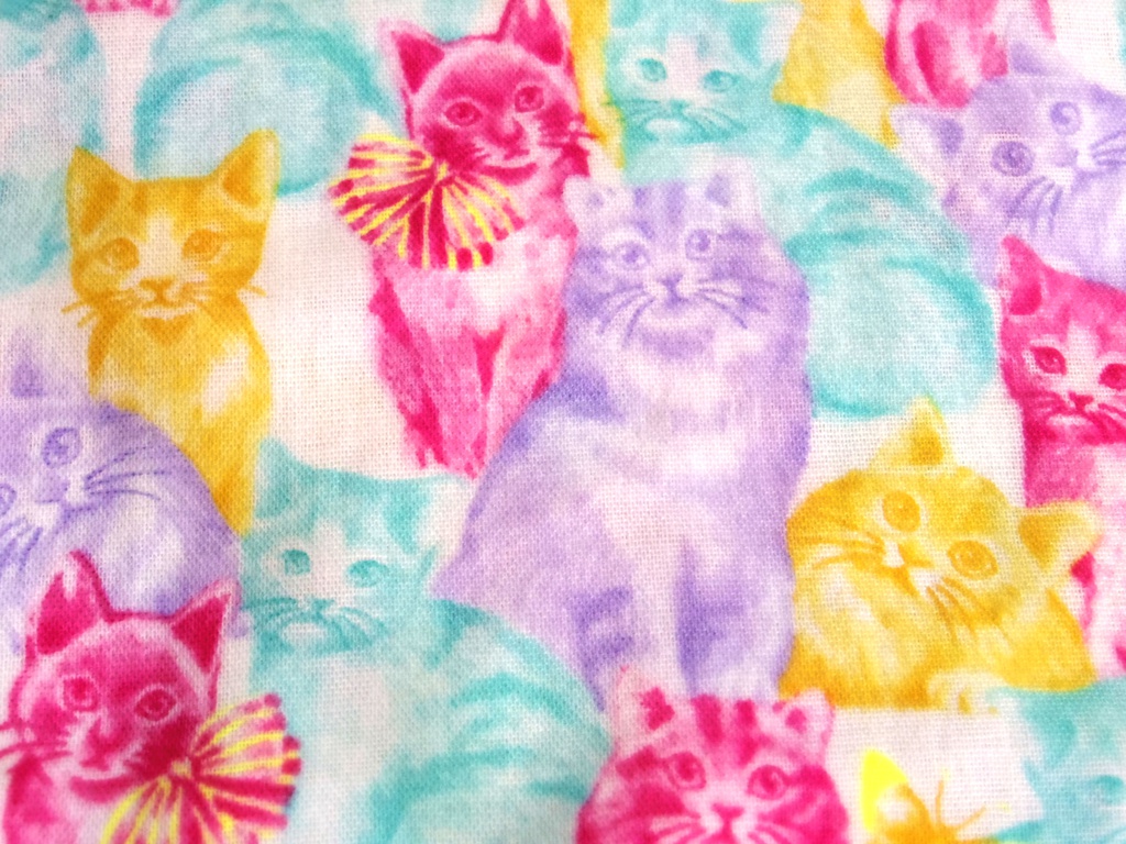 ☆sale☆ネコ柄のガーゼリボンヘアバンド(カラフル)