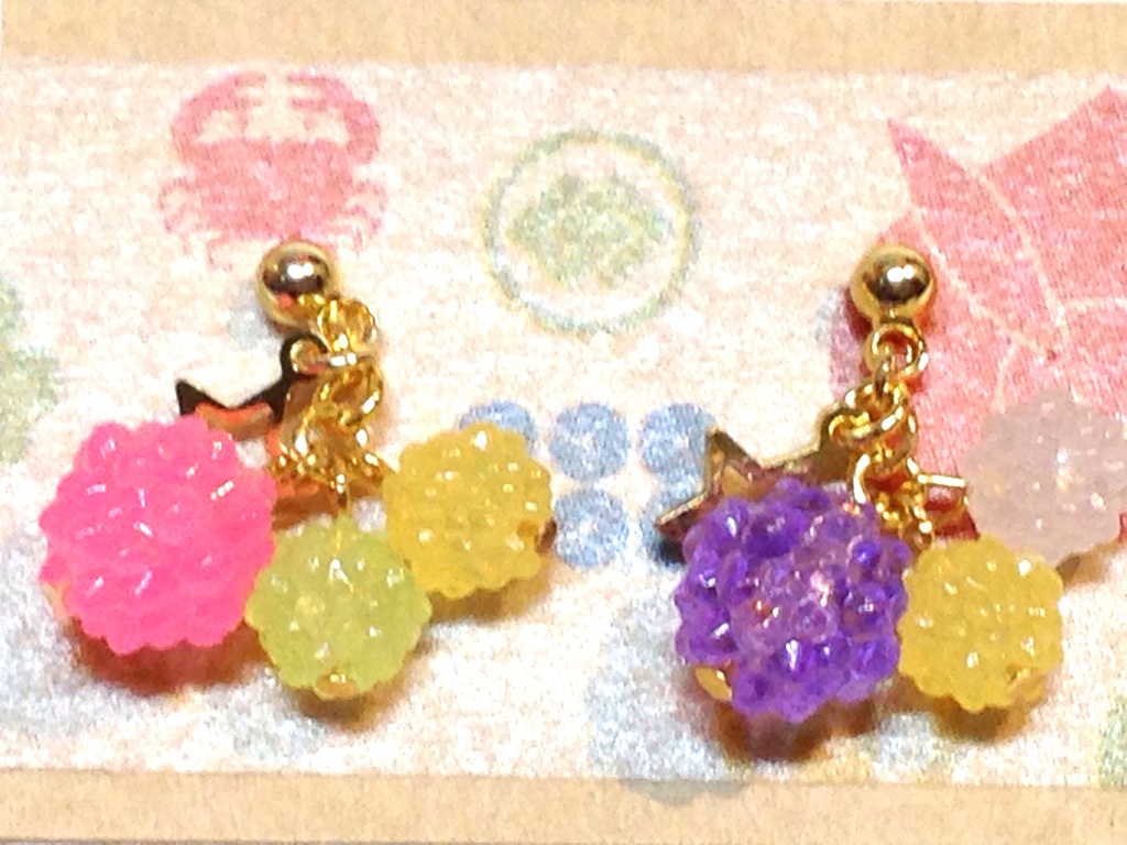 ☆sale☆金平糖のお菓子なピアス(ピンク×パープル)